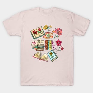 Blooms and Books T-Shirt